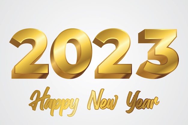2023 feliz año nuevo en elegante aspecto dorado