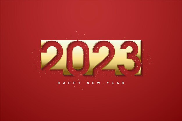 2023 feliz año nuevo con elegantes números de corte dorado