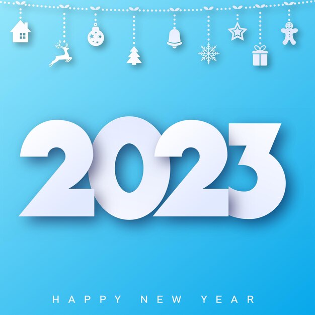 2023 feliz año nuevo y feliz navidad tarjeta vector