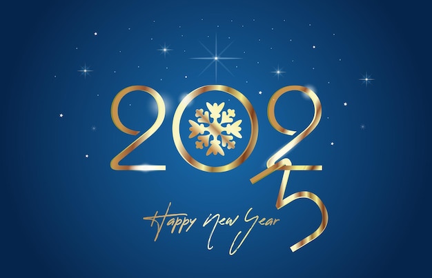 Vector 2023 feliz año nuevo. letras doradas estilizadas sobre un fondo azul. ilustración vectorial