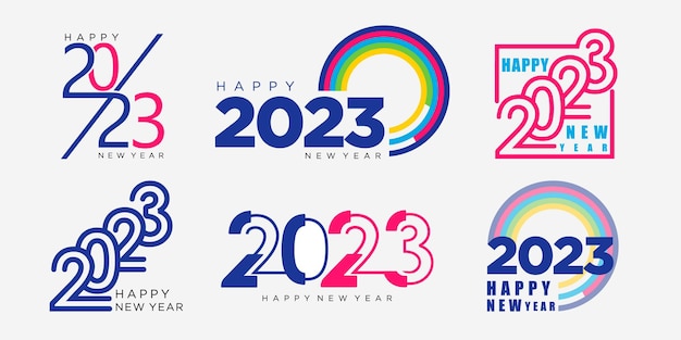 2023 Feliz Año Nuevo logo diseño de texto 2023 número diseño plantilla colección vector ilustración