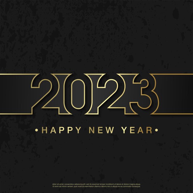 2023 feliz año nuevo número de oro de lujo. sobre fondo cuadrado