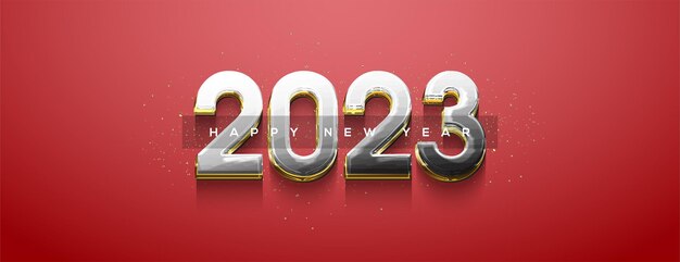 2023 feliz año nuevo número saludo de celebración de año nuevo con diseño elegante