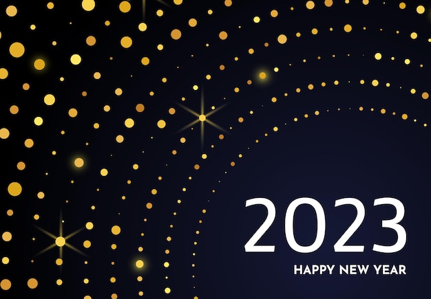 2023 feliz año nuevo de patrón de brillo dorado