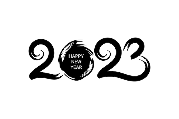 2023 feliz año nuevo pincel seco letras dibujadas a mano
