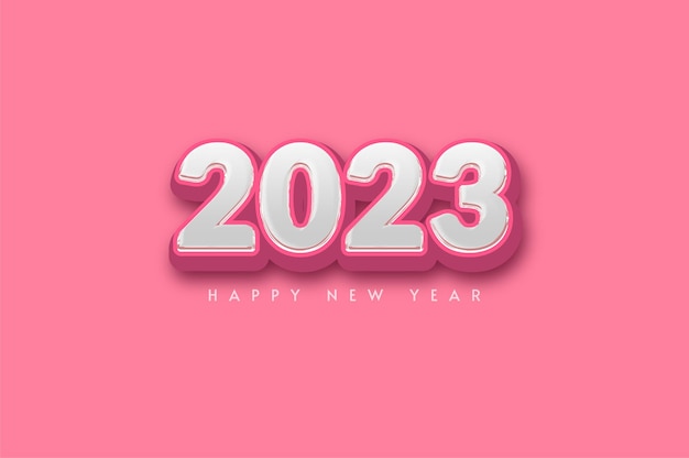 2023 feliz año nuevo sobre fondo rosa suave
