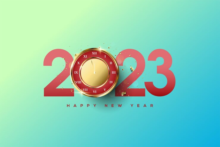 Vector 2023 feliz año nuevo con tema colorido
