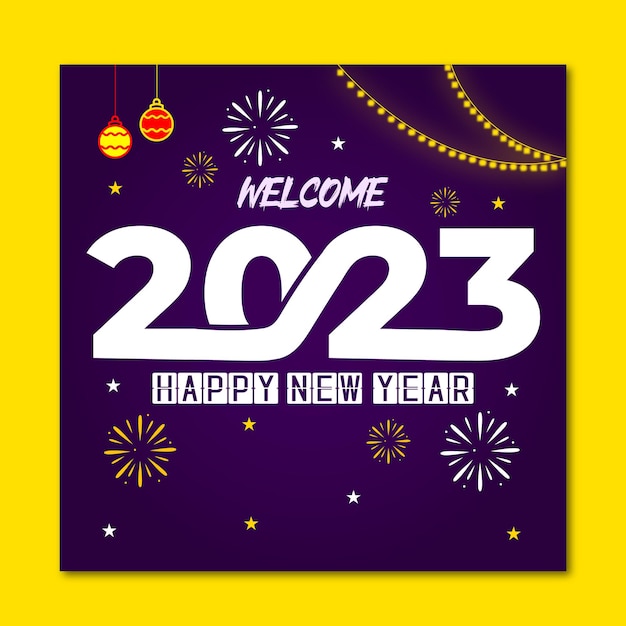 Vector 2023 feliz año nuevo texto tipografía diseño vector ilustración plantilla