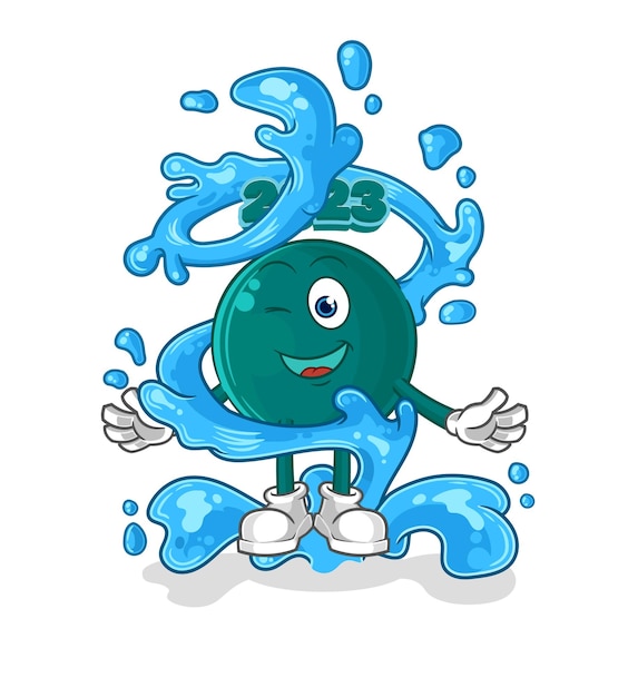 2023 fresco con vector de dibujos animados de mascota de agua