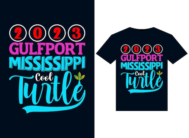 Vector 2023 gulfport mississippi cool turtle ilustraciones para diseño de camisetas listas para imprimir