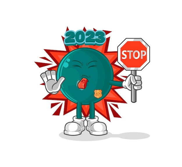 2023 sosteniendo vector de mascota de dibujos animados de señal de stop