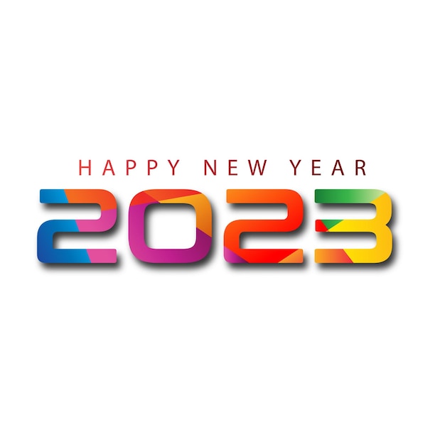 2023 texto colorido feliz año nuevo 2023 adecuado para saludos, invitaciones, pancartas o diseño de fondo de 2023 ilustración de diseño vectorial