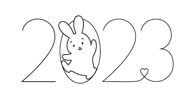 2023 texto con símbolo de año de conejo
