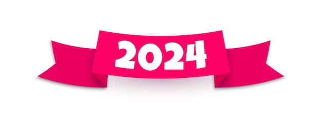 Vector 2024 año nuevo cinta roja con sombra realista aislada sobre fondo blanco feliz año nuevo y feliz navidad elemento de diseño decorativo cinta vectorial para aplicación de anuncio de diseño web