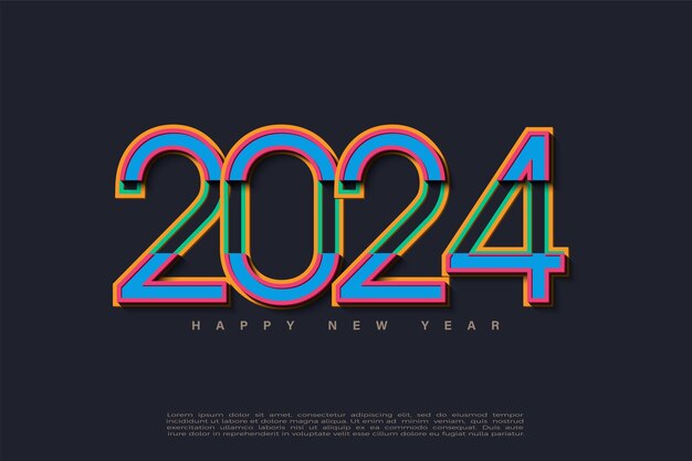 2024 año nuevo con colores simples y elegantes celebración de año nuevo 2024