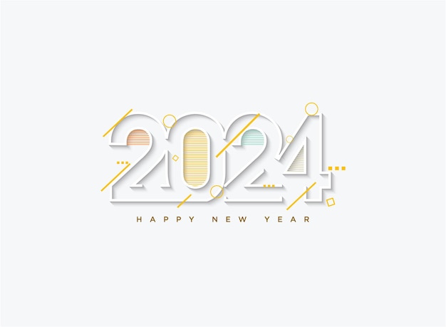 2024 año nuevo con hermosos números rayados con un toque de hermosas líneas de colores 2024 año nuevo