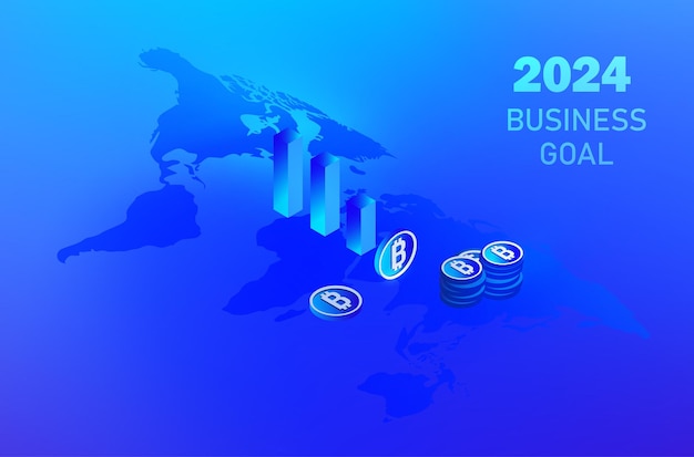 2024 concepto de objetivo empresarial ilustración vectorial Logro de beneficios de inversión empresarial