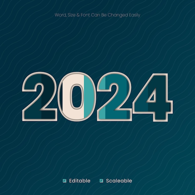 2024 Efecto de texto editable vectorial en estilo de tendencia moderna