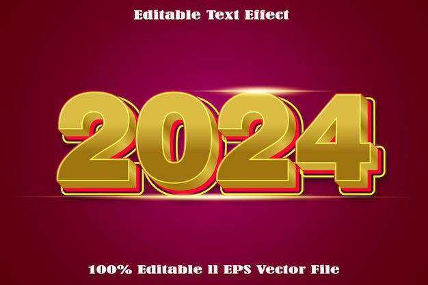 Vector 2024 efecto de texto editable.