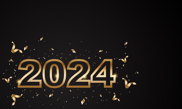 2024 Feliz Año Nuevo Diseño De Fondo Tarjeta De Felicitación Banner Cartel Ilustración Vectorial