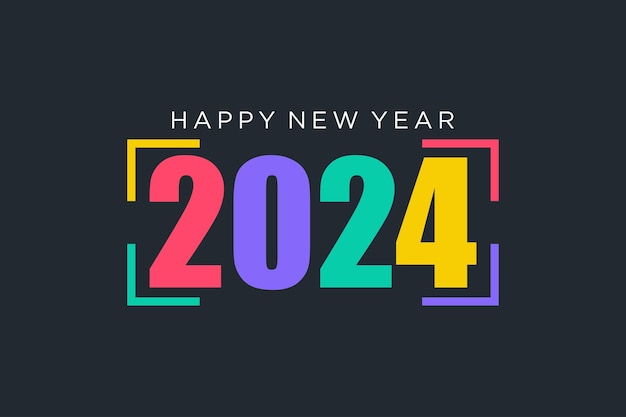 2024 Feliz año nuevo diseño de logotipo vector colorido año nuevo 2024 diseño