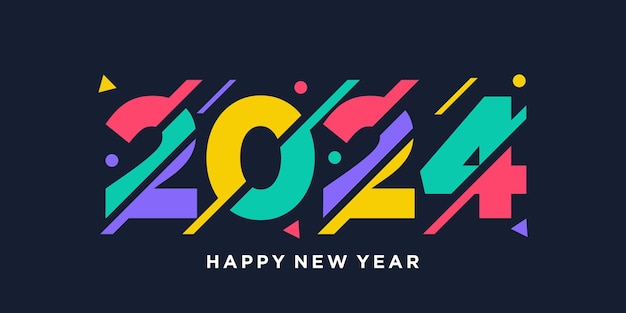 Vector 2024 feliz año nuevo diseño de logotipo vector colorido y moderno año nuevo 2024 plantilla de diseño