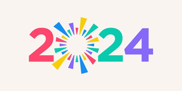 Vector 2024 feliz año nuevo diseño de logotipo vector colorido y moderno año nuevo 2024 plantilla de diseño