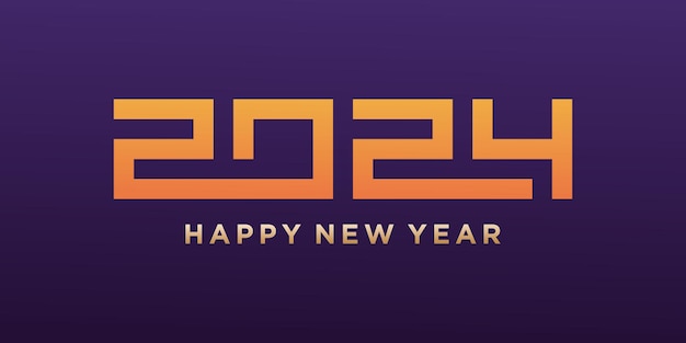 2024 Feliz año nuevo diseño de logotipo vector moderno e interconectado plantilla de diseño de año nuevo 2024