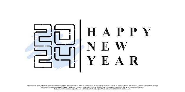 2024 feliz año nuevo diseño de logotipo vector premium