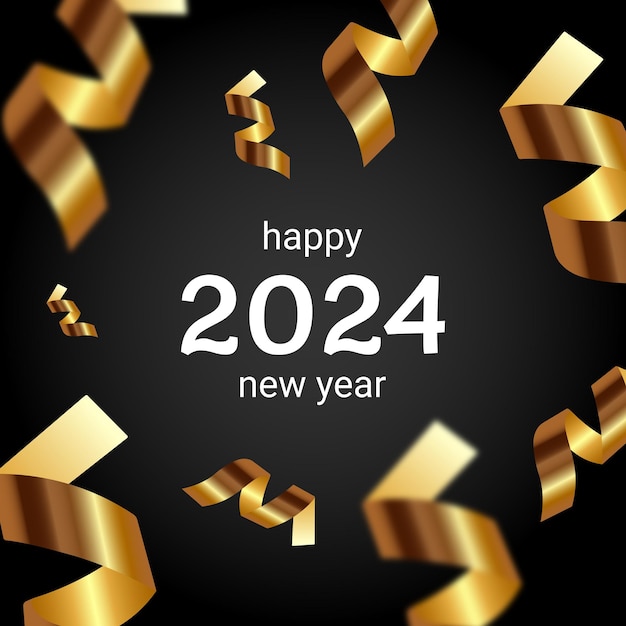 2024 Feliz año nuevo diseño de texto con fondo serpentino Concepto de vacaciones