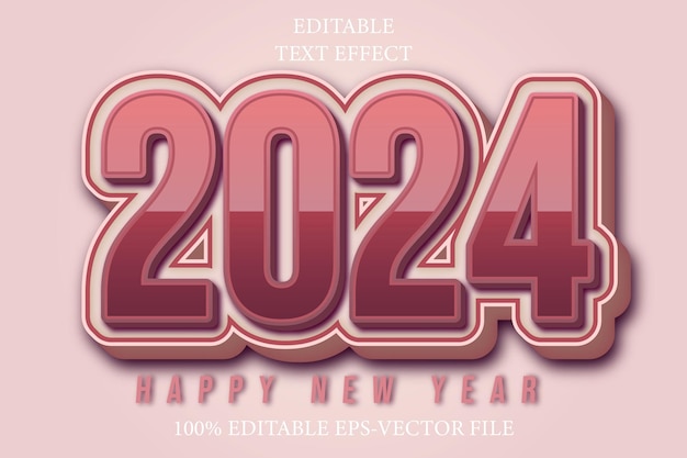 2024 Feliz Año Nuevo Editable Estilo Moderno 3D