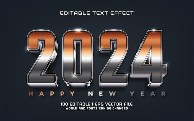 2024 feliz año nuevo efecto de texto estilo gráfico moderno