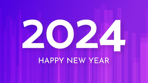 2024 Feliz año nuevo fondo Plantilla de banner de saludo moderno con números blancos de año nuevo 2024 sobre fondo abstracto azul con líneas Ilustración vectorial
