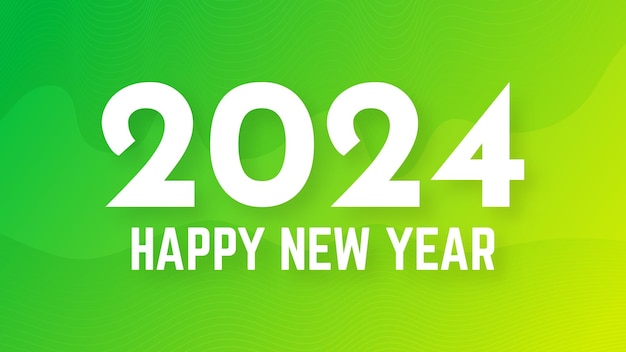 2024 feliz año nuevo fondo plantilla de banner de saludo moderno con números blancos de año nuevo 2024 sobre fondo abstracto verde con líneas ilustración vectorial