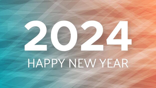 2024 feliz año nuevo fondo plantilla de banner de saludo moderno con números blancos de año nuevo 2024 sobre fondo abstracto verde y naranja con líneas ilustración vectorial