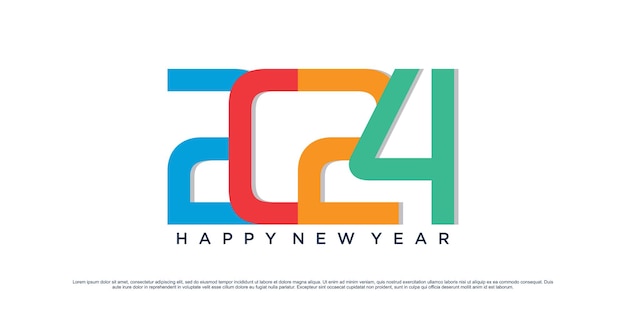 2024 Feliz año nuevo logo vector diseño con idea moderna