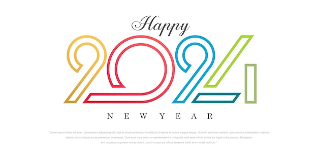 2024 Feliz año nuevo logotipo diseño de texto 2024 plantilla de diseño de número Ilustración vectorial