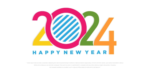 2024 Feliz año nuevo logotipo diseño de texto 2024 plantilla de diseño de número Ilustración vectorial