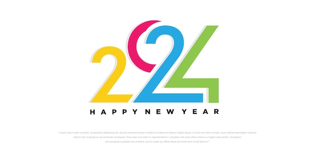 2024 feliz año nuevo logotipo diseño de texto 2024 plantilla de diseño de número ilustración vectorial