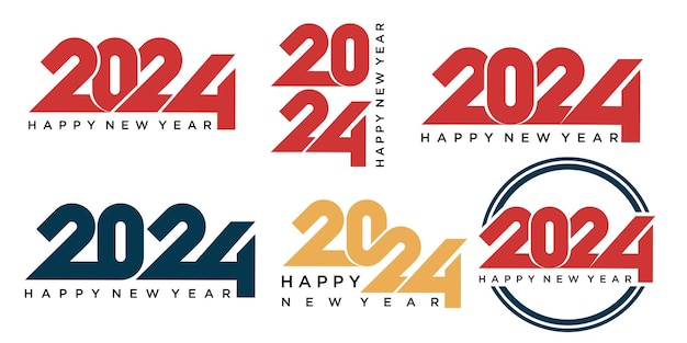 2024 Feliz año nuevo logotipo diseño de texto 2024 plantilla de diseño de número Ilustración vectorial