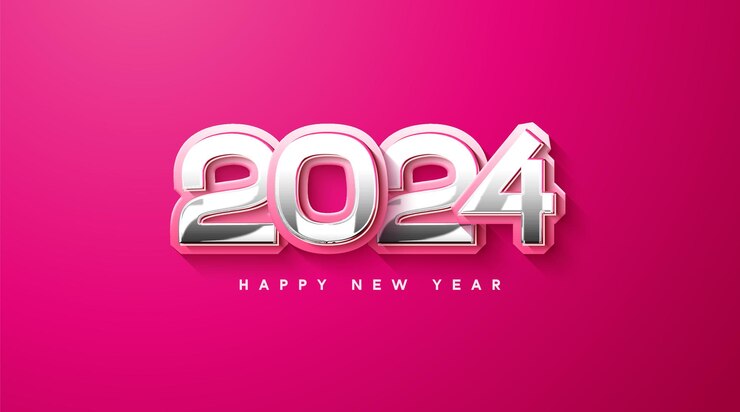2024 lujo plateado sobre fondo rosa