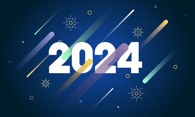 2024 Texto en fondo abstracto azul oscuro para la celebración del Año Nuevo puede usarse como tarjeta de felicitación o diseño de cartel