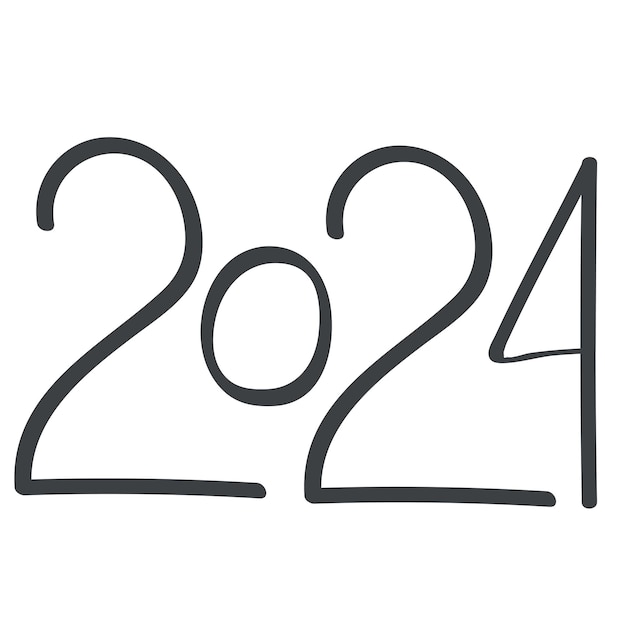 2024 en el vector de estilo doodle