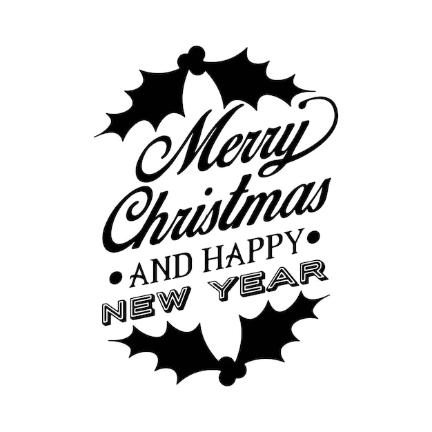 2025 Año Nuevo y Feliz Celebración de Navidad Vector de tipografía