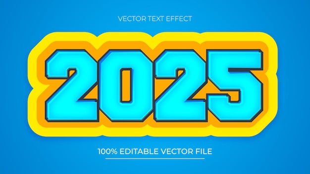 2025 Año Nuevo plantilla de efecto de texto editable tipografía en negrita