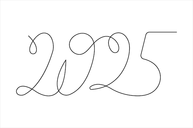 2025 dibujo artístico continuo de un vector de una línea
