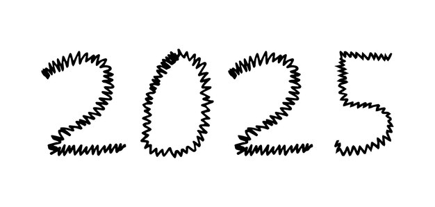 2025 doodles vacaciones vacaciones alegría árboles de Navidad números signo año año nuevo Navidad