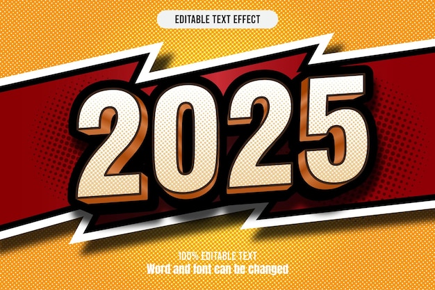 2025 efecto de texto editable cómic en relieve en 3D