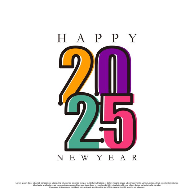 2025 feliz año nuevo diseño de logotipo vector premium