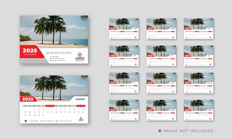 2025 plantilla de calendario de escritorio diseño de planificador de calendario de Escritorio